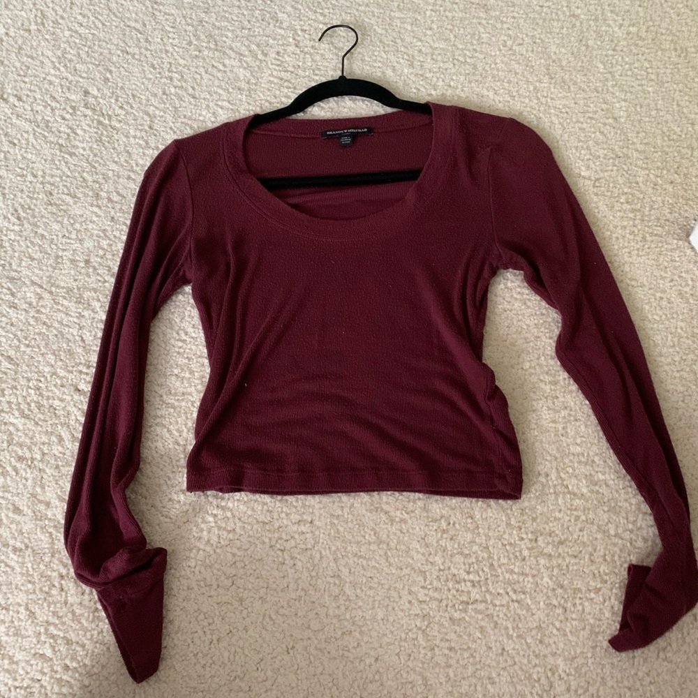 BRANDY MELVILLE maroon scoop neck long sleeve